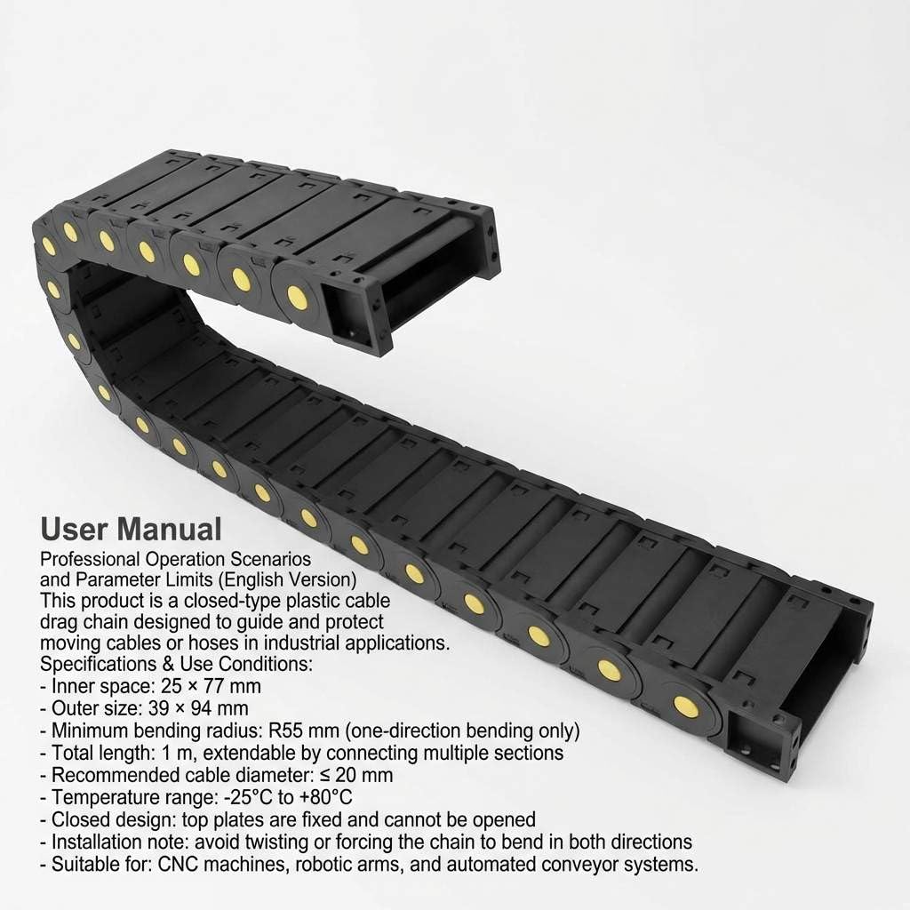 QWORK Cable Drag Chain Wire Carrier High Toughness Closed Plastic